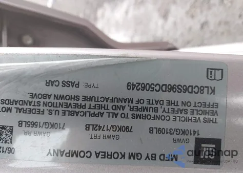 2013 Chevrolet Spark 1Lt Auto из США, поврежденный, VIN KL8CD6S96DC506249